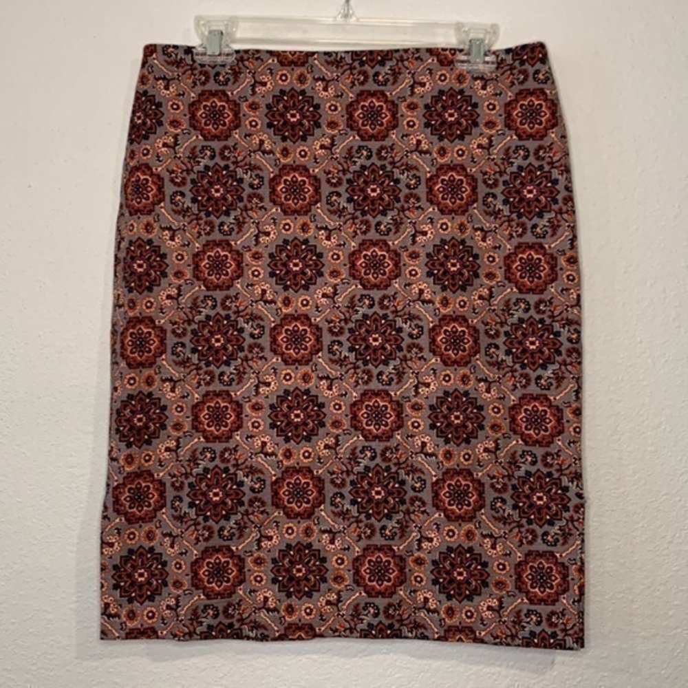 NEW LOFT stretch cotton print pencil skirt 10
